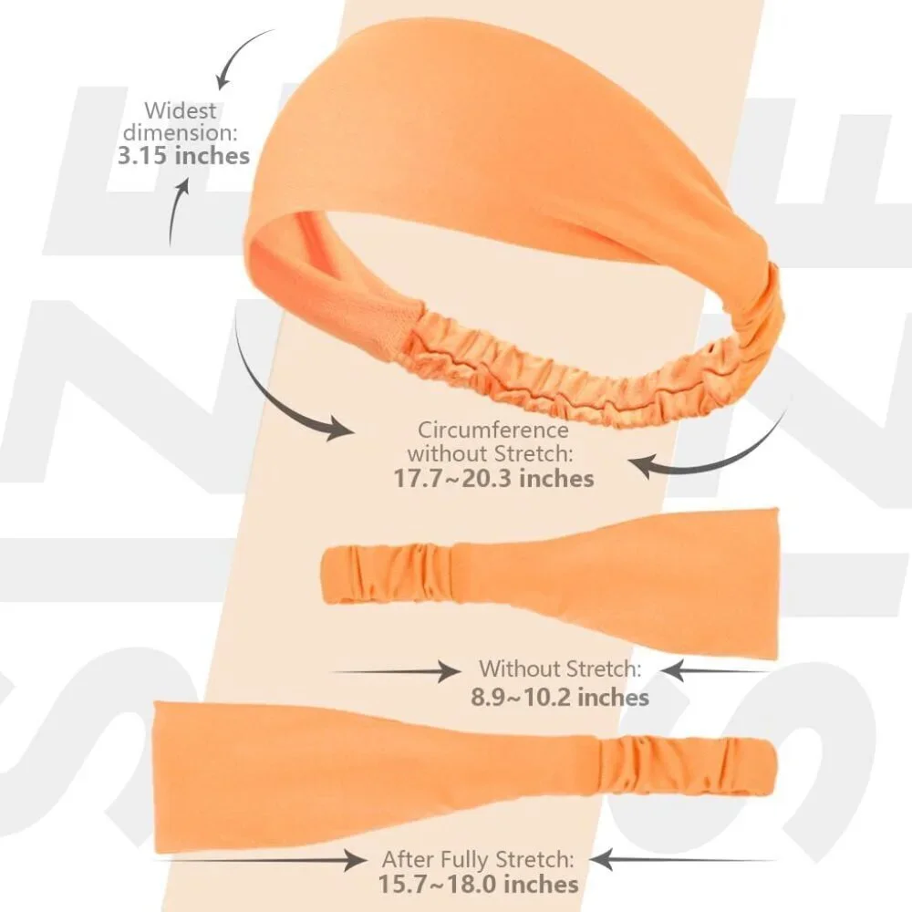 Workout Headbands for Women Nylon Spandex Sweatbands Fitness Exercise Pack of 6